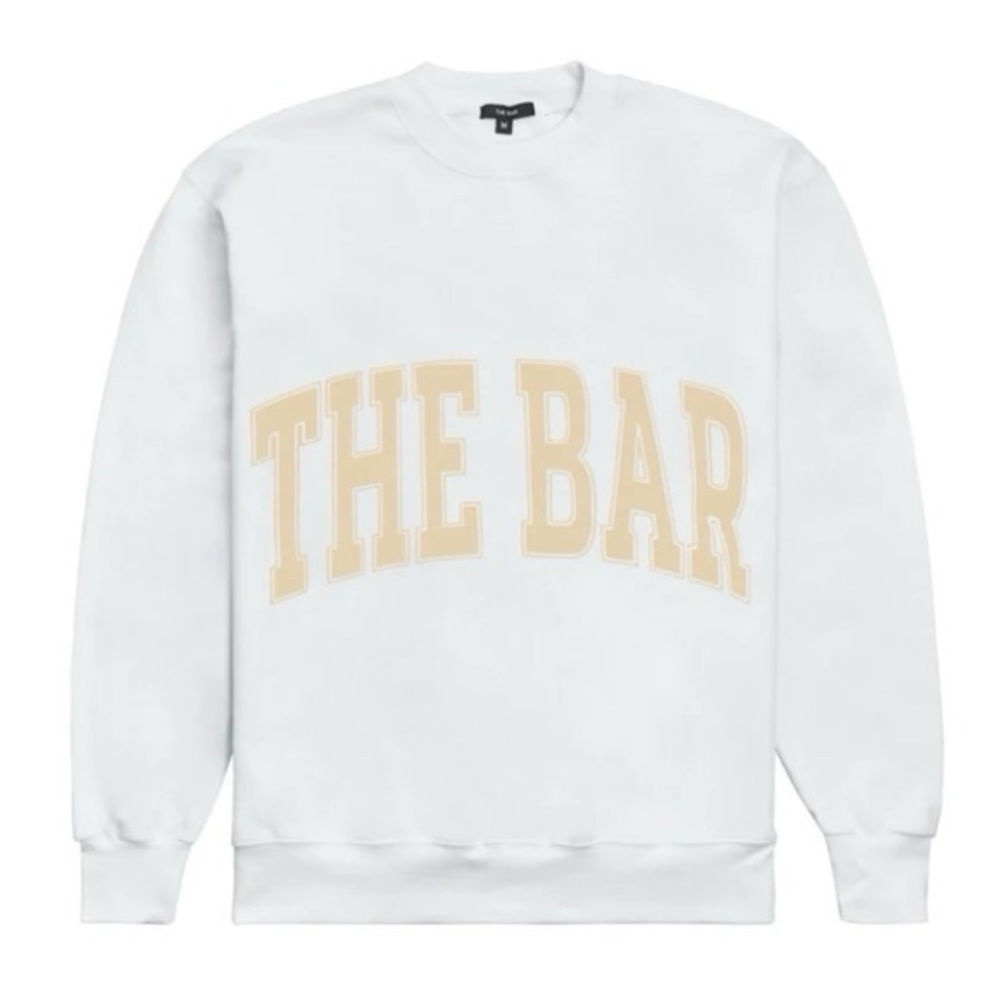 The Bar Varsity Sweatshirt in White & Tan, L
